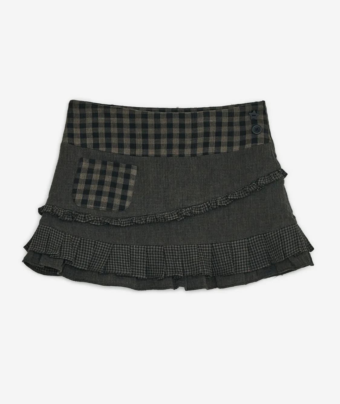 (구해요) 허그유어스킨 체크 러플 스커트 브라운 상품이미지1