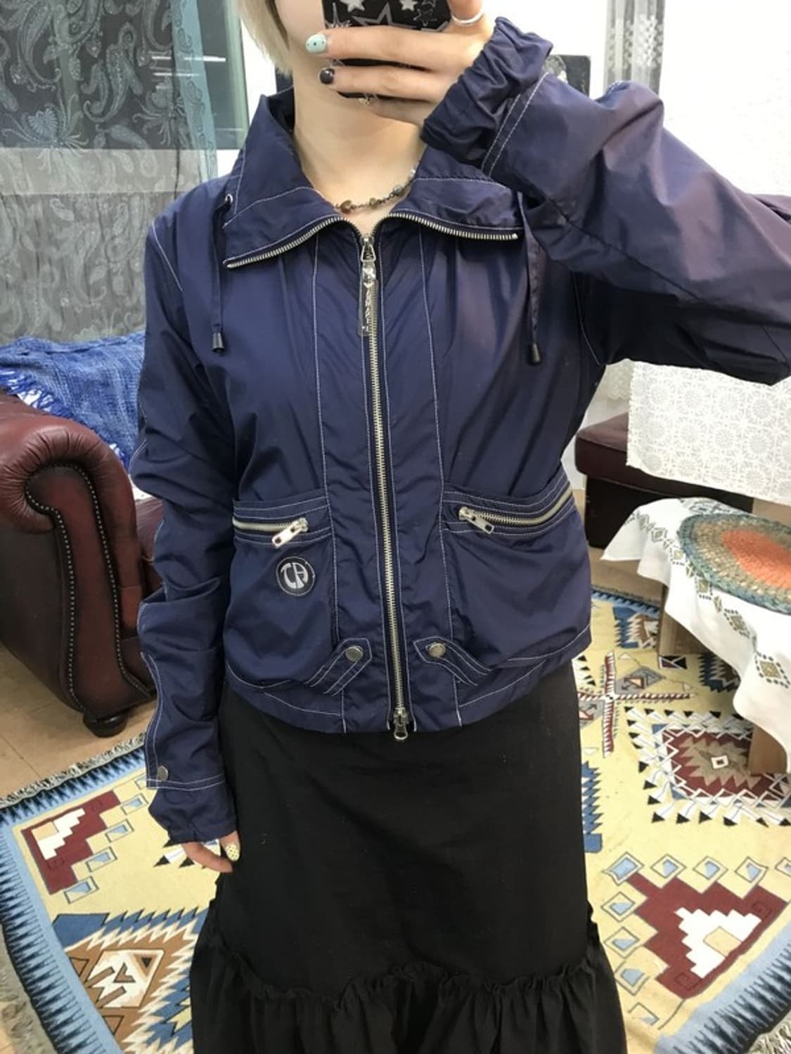 아르마니 익스체인지 여성 네이비 바람막이 상품이미지1