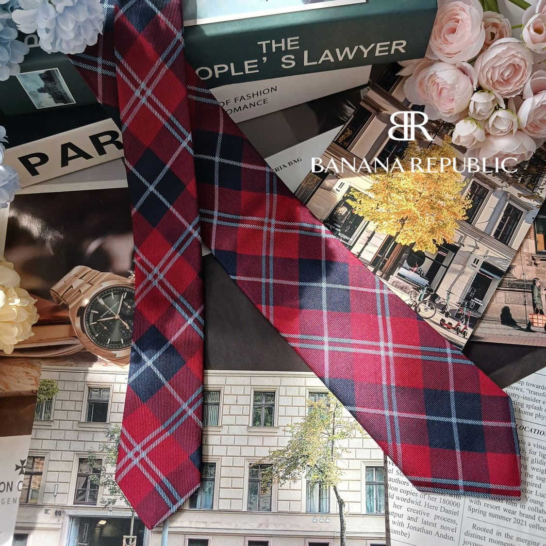 바나나 리퍼블릭 실크 레드 체크 넥타이 7.5cm S등급 G19
 상품이미지2