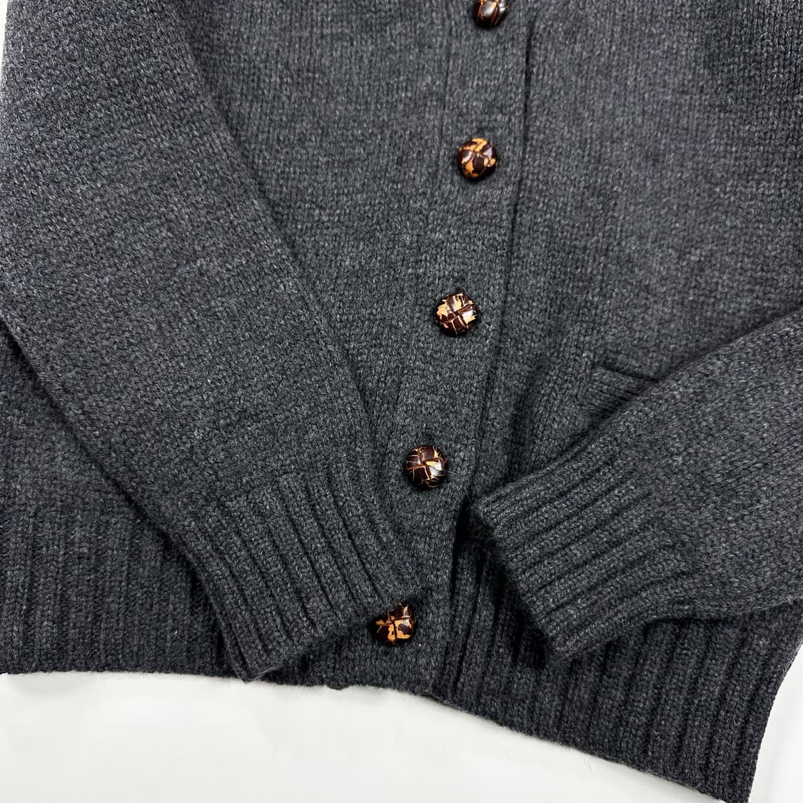 라코스테 여성 클래식 숄카라 니트 가디건 챠콜 그레이 여성L 상품이미지4