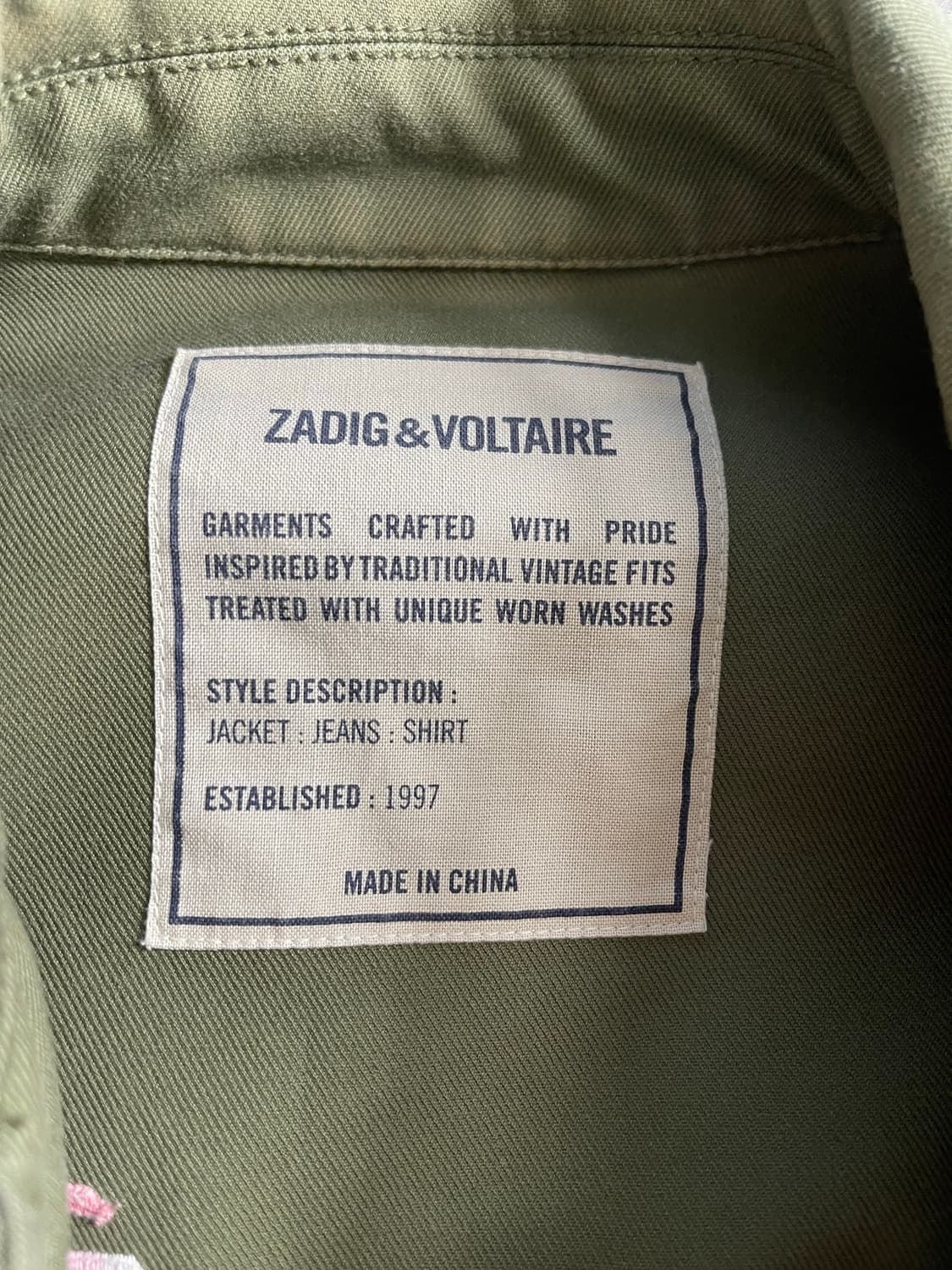 쟈딕앤볼테르 카키 야상 밀리터리 자켓 웨이브 자수 상품이미지6