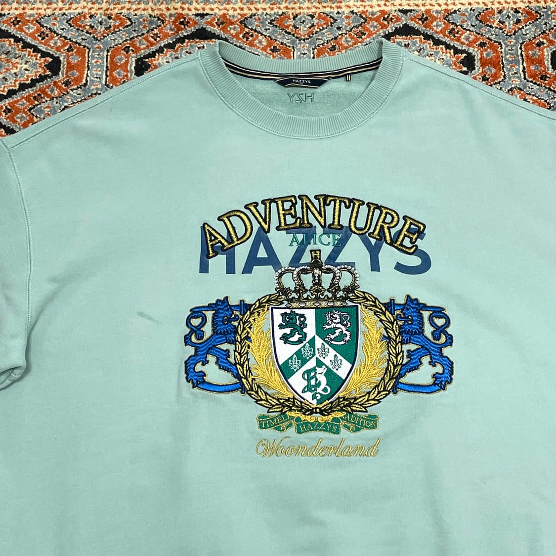 해지스 자수 프린팅 민트 맨투맨 남성110 상품이미지2