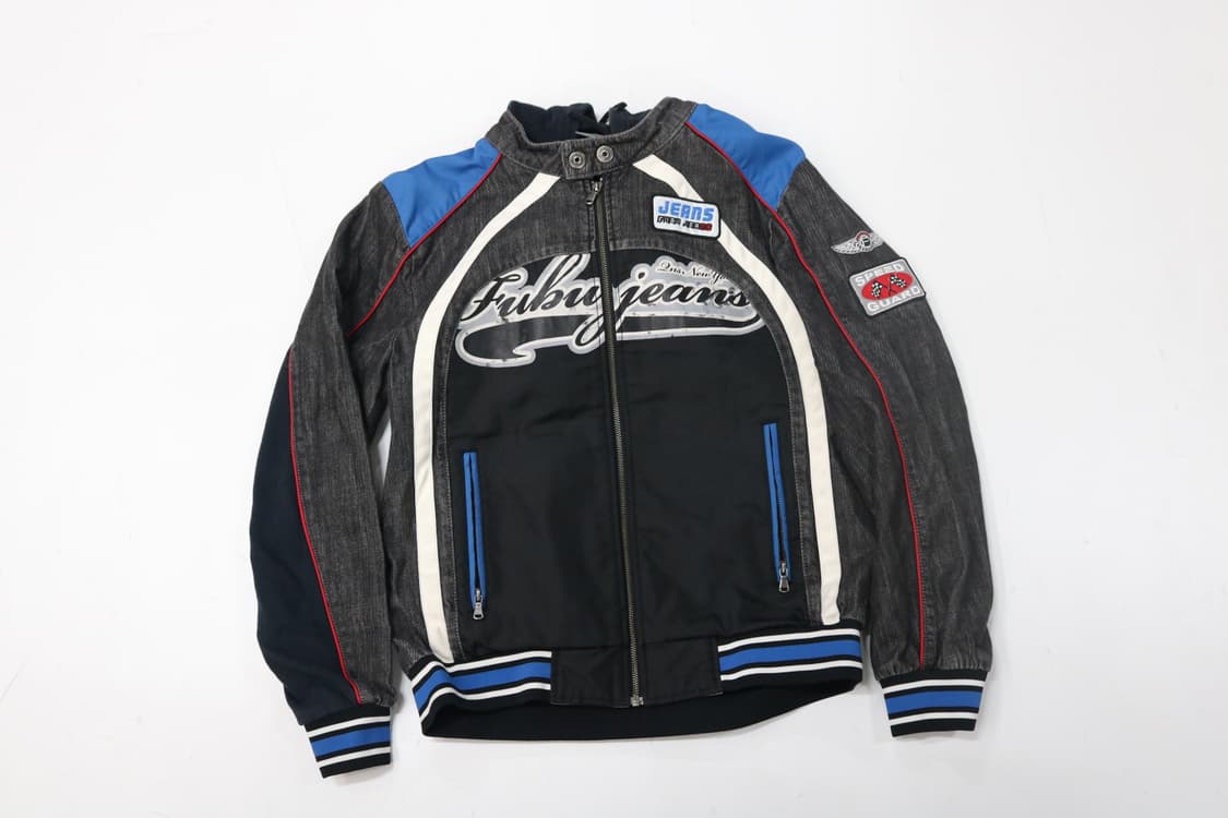FUBU 후부 빈티지 데님 믹스 후드 레이어드 레이싱 재킷 (L) 상품이미지5