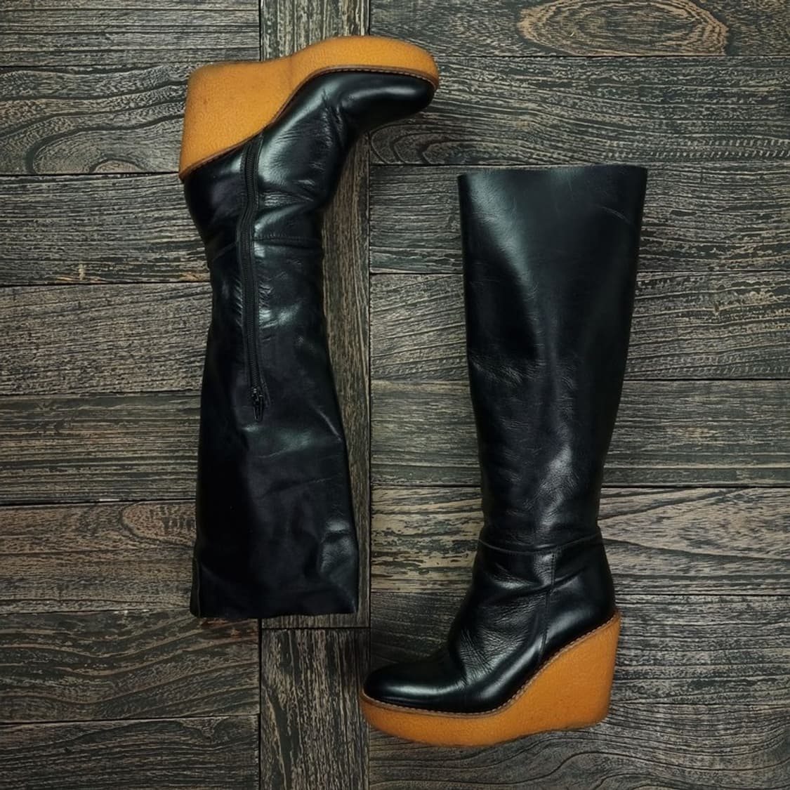 [언더커버 X 까스따네르] 웨지힐 레더 하이 부츠 P01203 상품이미지3