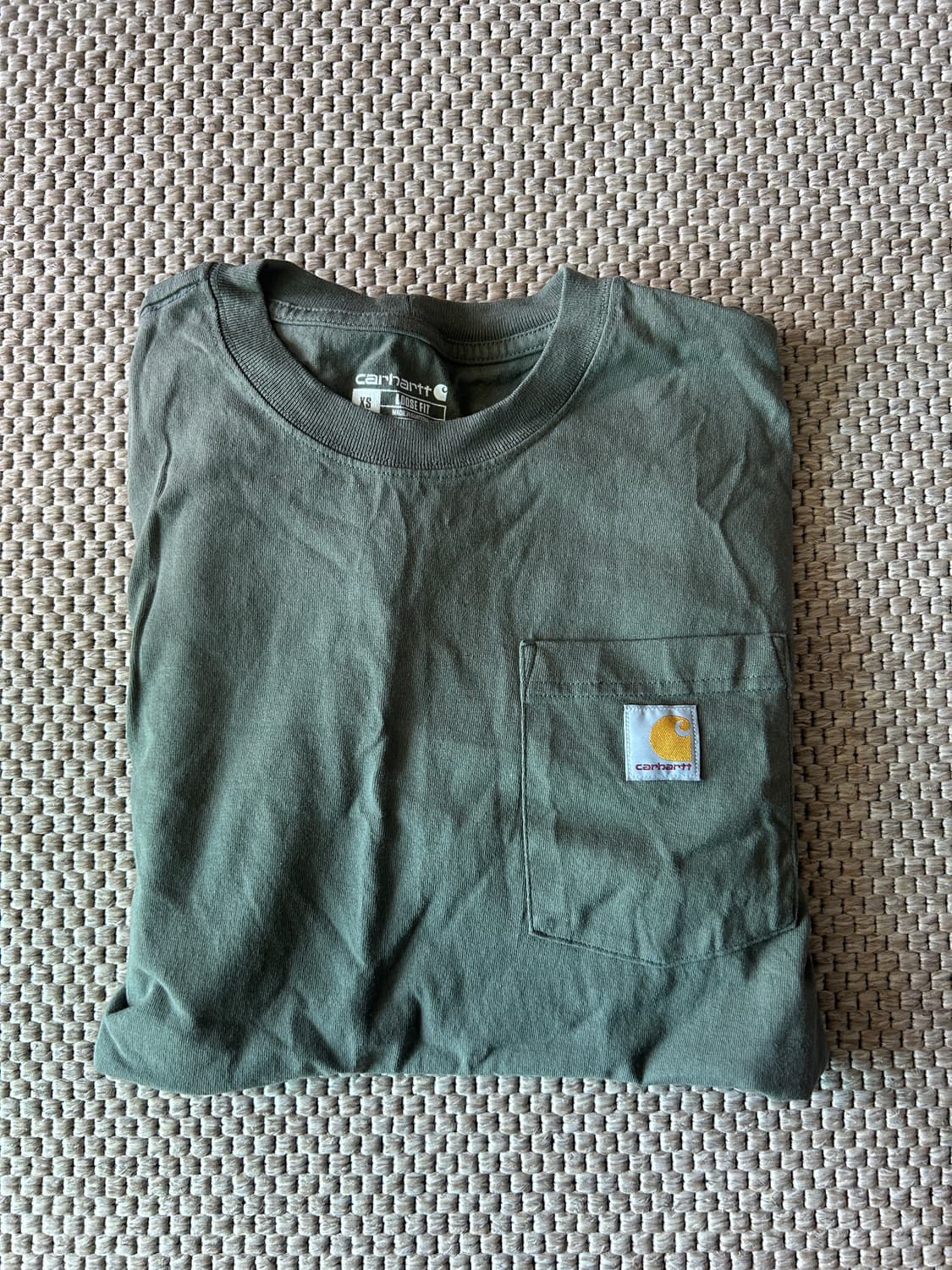 칼하트 루즈핏 헤비웨이트 레귤러 롱슬리브 포켓 티셔츠 더스티 올리브 xs 상품이미지2