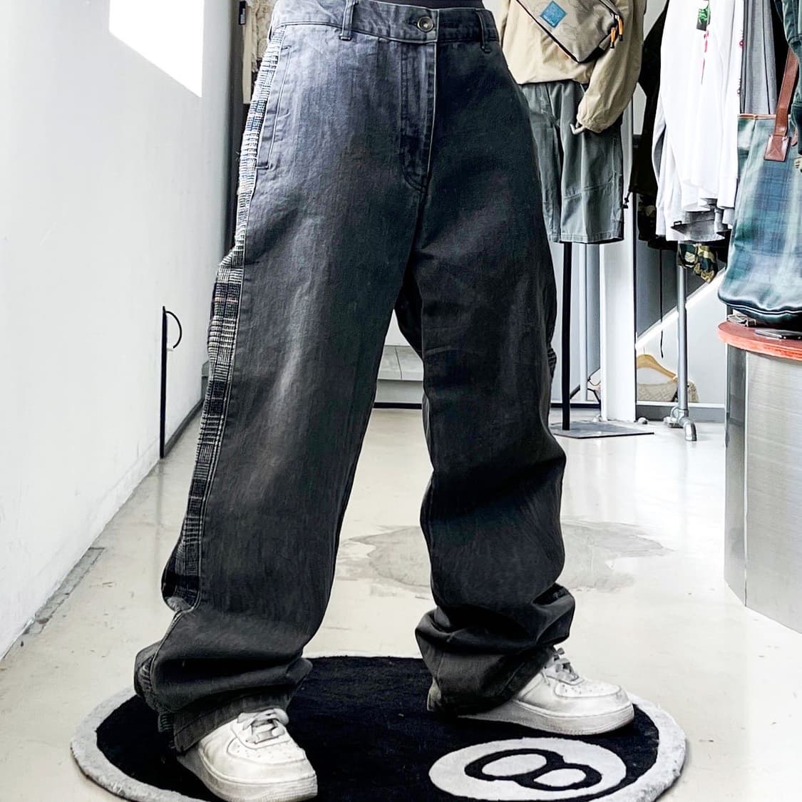 레후라 제팬 사이드 체크 패치 워크 데님 팬츠 상품이미지2