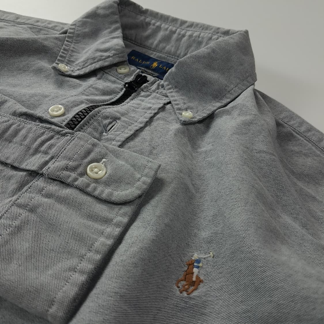 CK397 FREE 폴로 더스티 차콜그레이 크롭 셔츠 자켓 상품이미지4