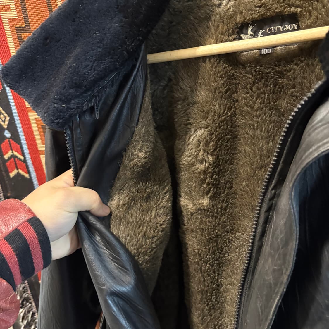 CITY JOY 빈티지 무스탕 봄버 가죽자켓 상품이미지5