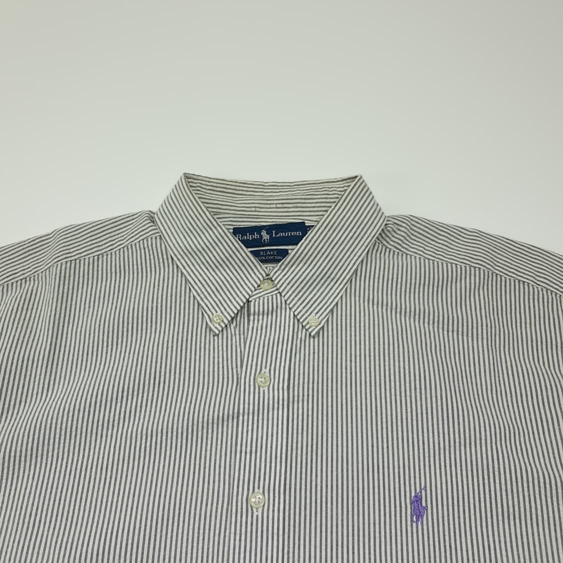 CK022 XL 폴로 90s 시어서커 스모크그레이 스트라이프 반팔 셔츠 상품이미지2