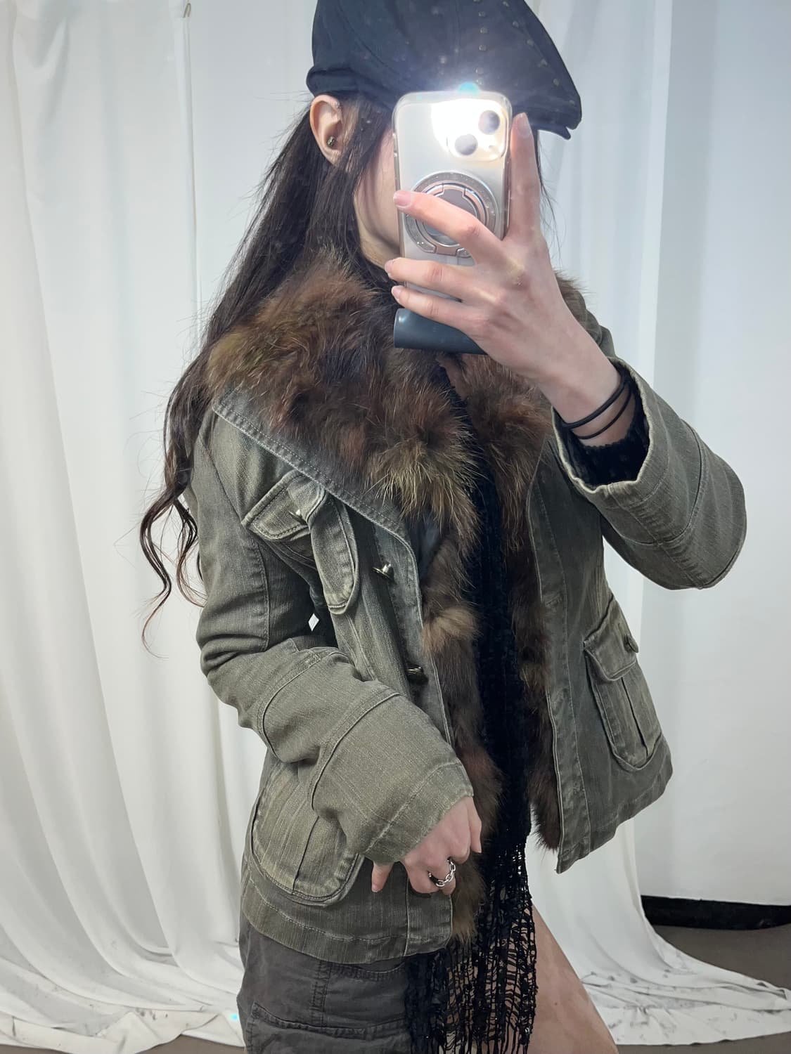 폭스퍼 트리밍 자켓 상품이미지4