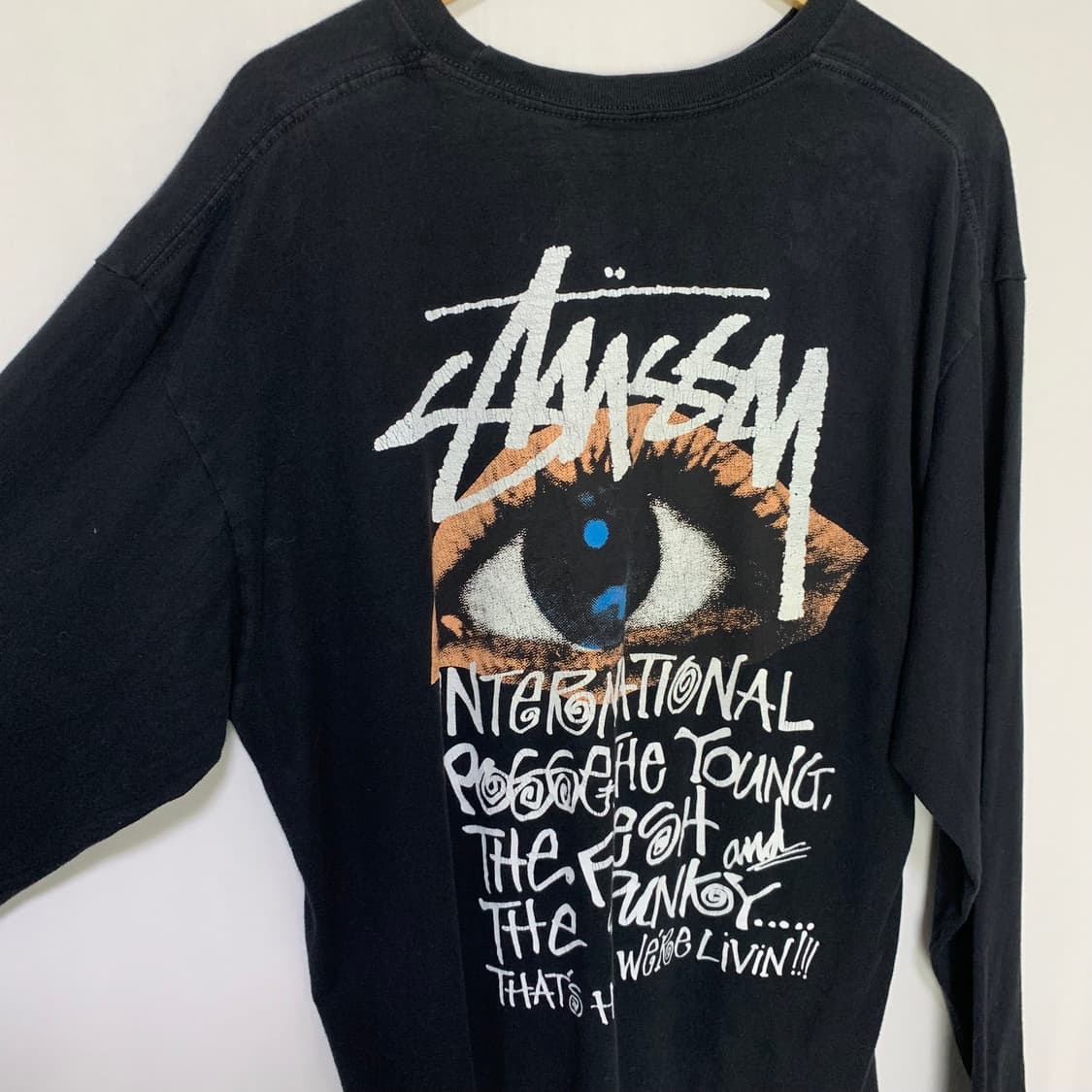 스투시 백 포인트 프린팅 긴팔 티셔츠 빈티지 롱슬리브 블랙 XL 상품이미지5