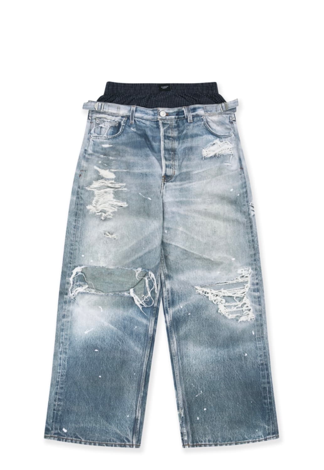 TROMPE-LOEIL LAYERED PANTS - BLUE   3사이즈 상품이미지1