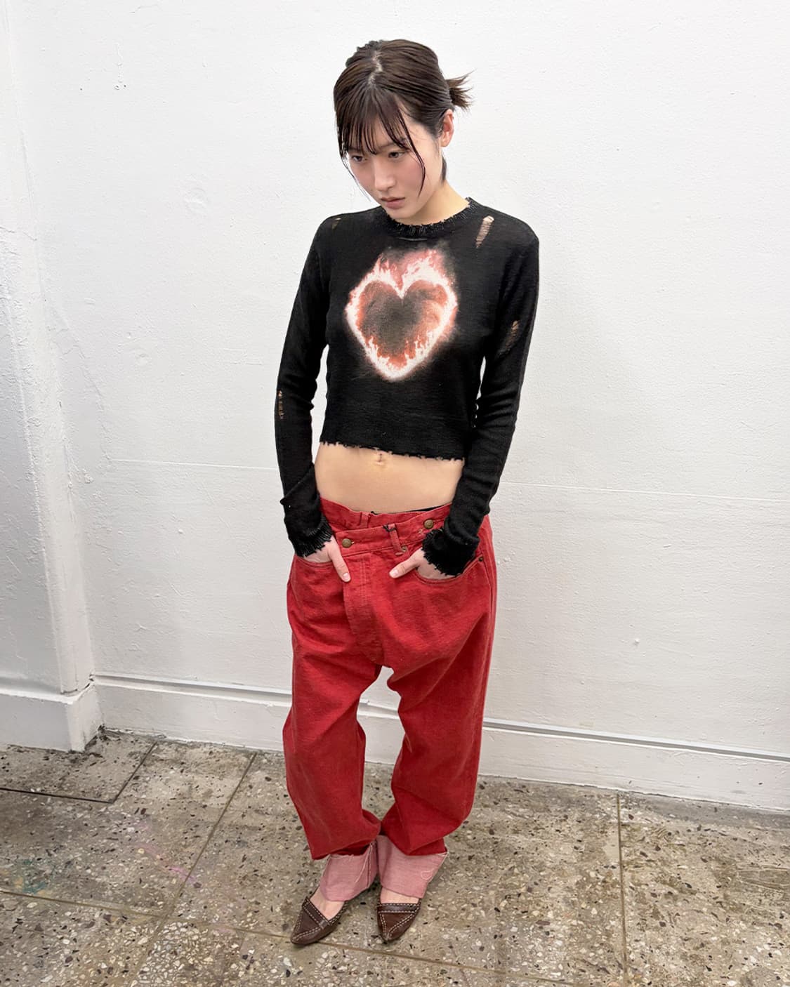 R13 플레이밍 하트 베이비 크루넥 니트 상품이미지5