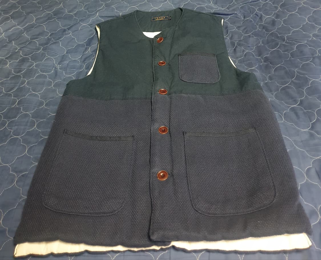 LOTUS 클래식 배색 패딩 조끼 네이비 (F) 상품이미지1