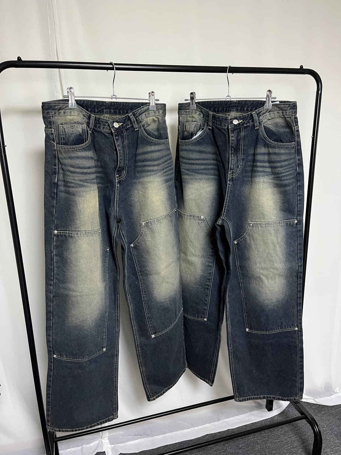 더블니 데님 팬츠 와이드 청바지 상품이미지3