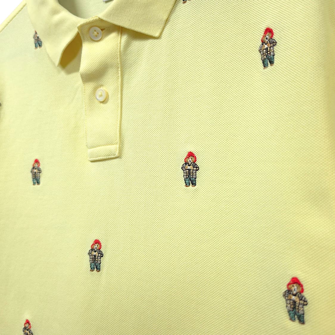 [105] 헤지스 옐로우 패딩턴 체크베어 자수 PK 반팔 카라티셔츠 상품이미지4