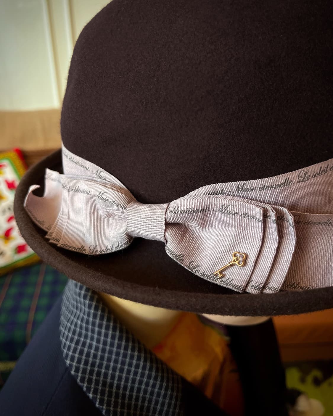 axes femme Antique Ribbon Pedora Hat  상품이미지3