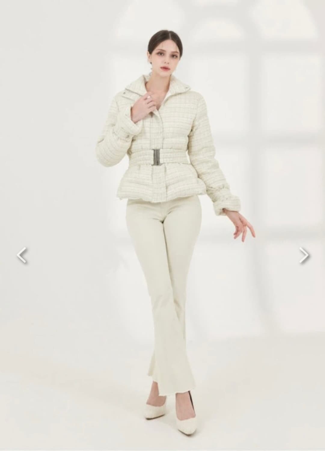 그레이스유 카라 트위드 패딩 아이보리 55~66 상품이미지4