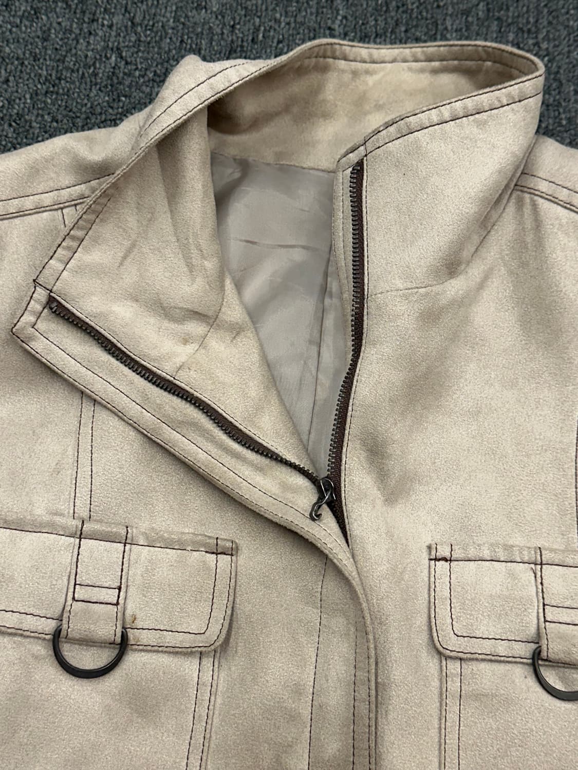 L)Japanese vintage 여성 스웨이드 베이지 자켓 상품이미지3