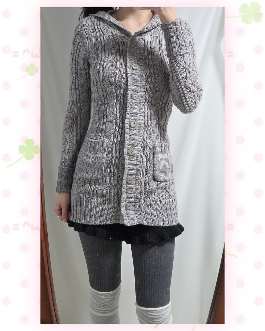 POM PONETTE 그레이 딱붙핏 여리 가디건 상품이미지2