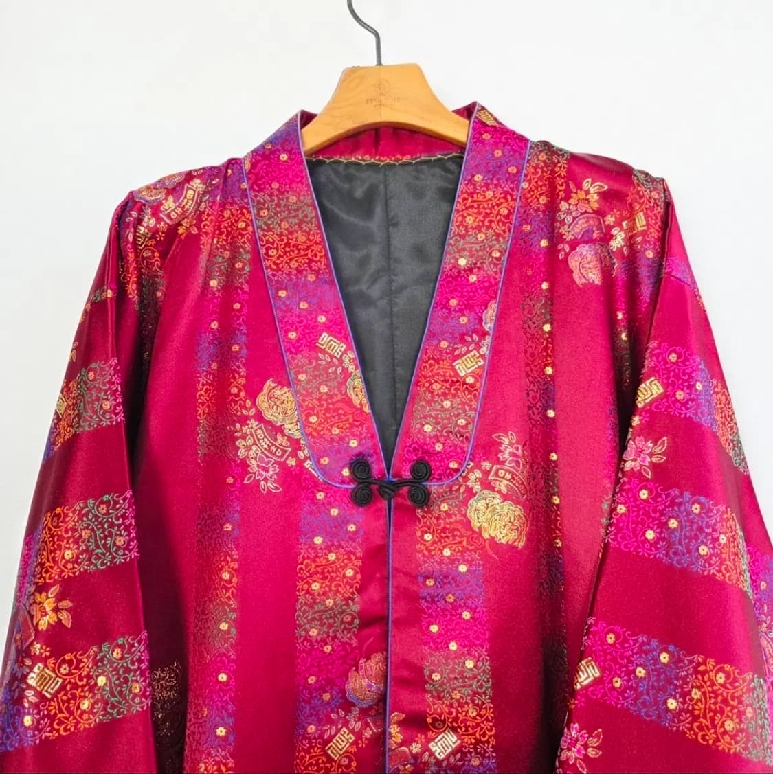 전통 자카드 마고자 버건디 오리엔탈 가운 상품이미지3