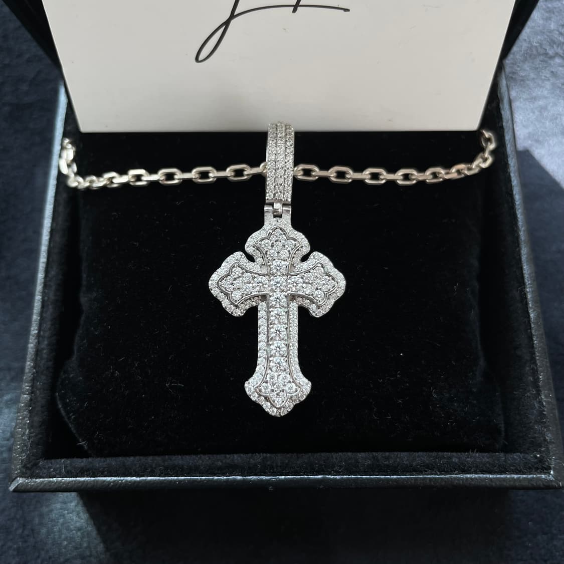 보증서o) 모이사나이트 크로스 펜던트 체인 상품이미지1