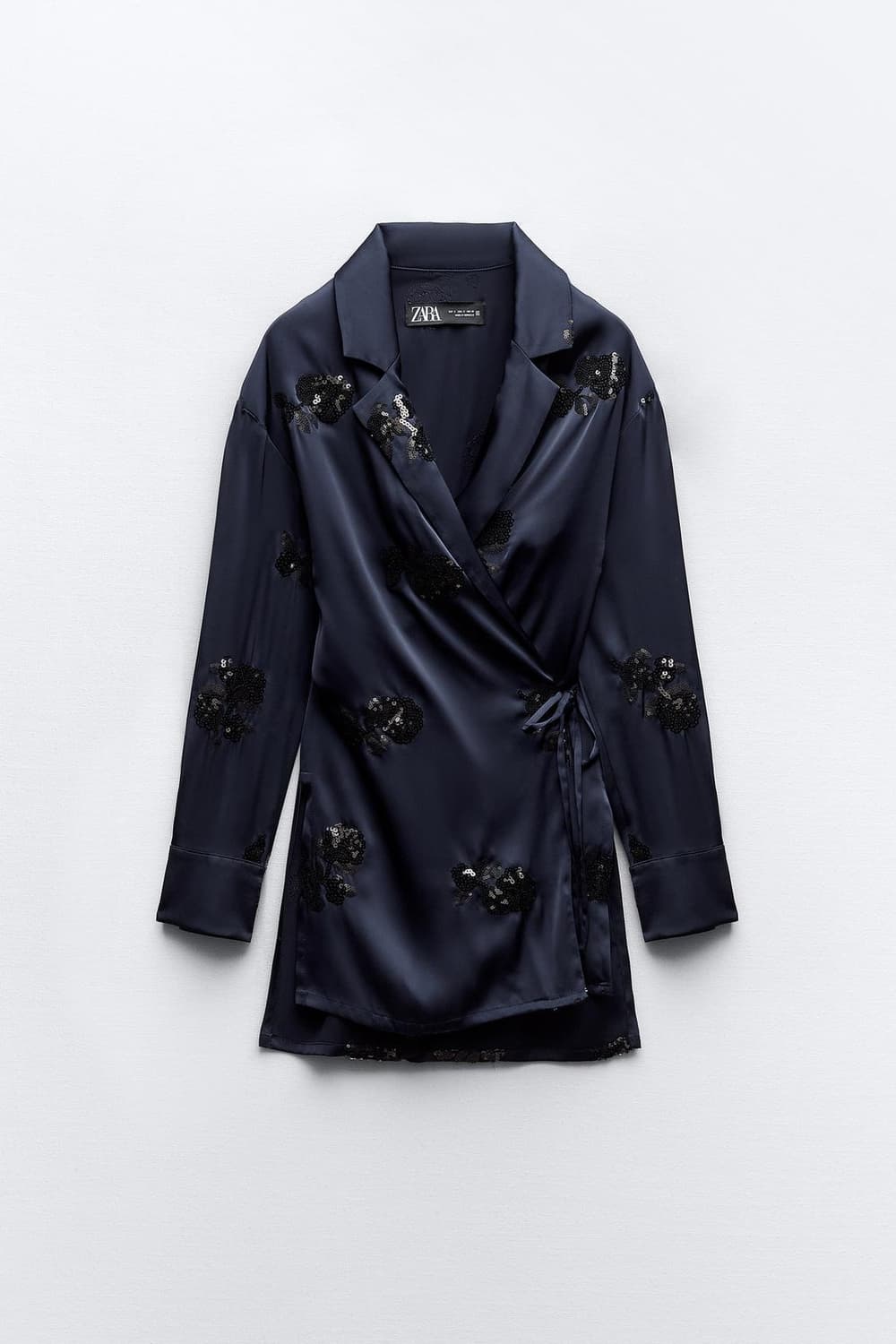 zara 자라 스팽클 새틴 네이비 와이드 스트랩 블레이져 자켓 M 새상품 상품이미지5