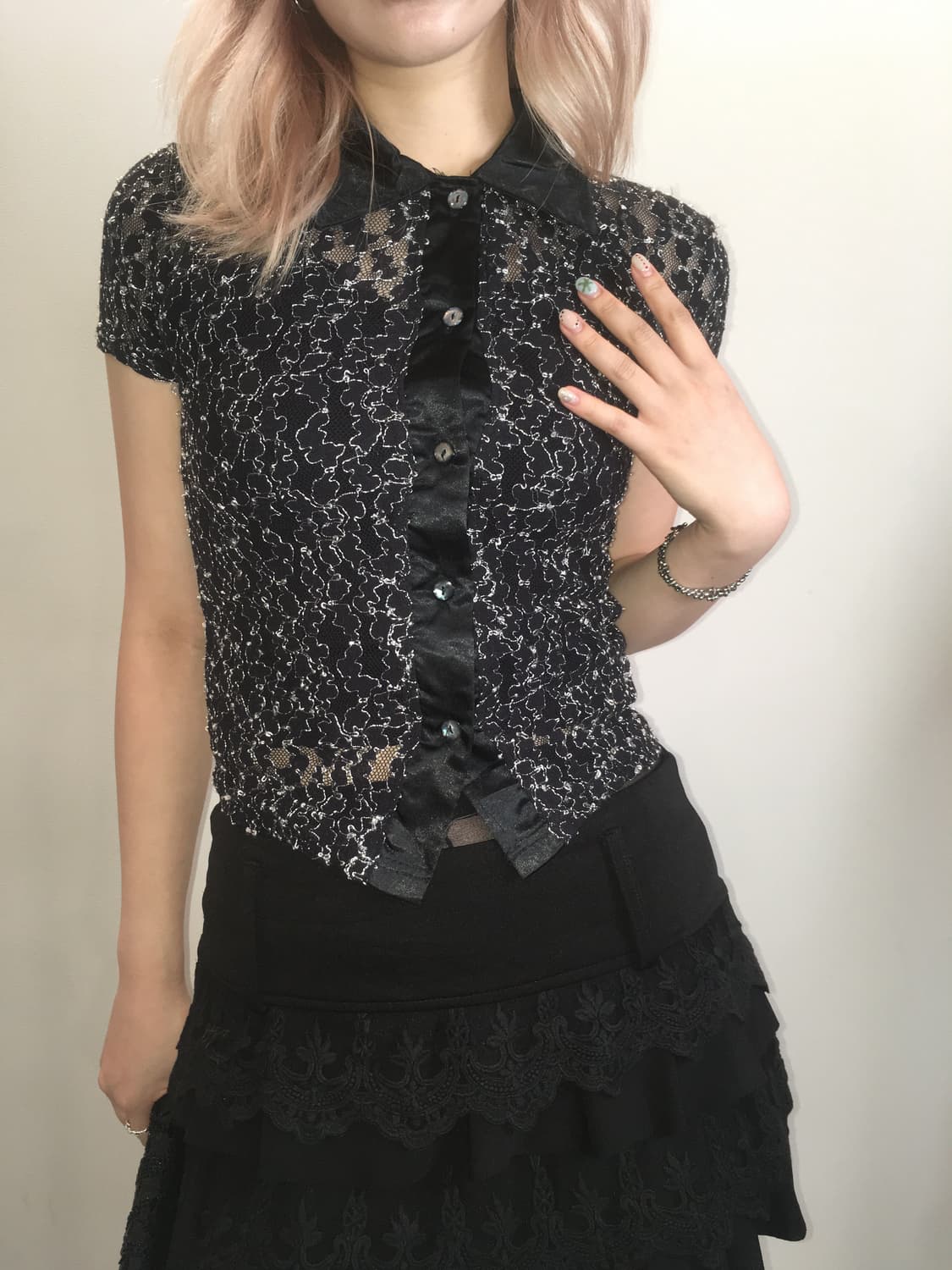jpn vintage black see through pattern sh 상품이미지1