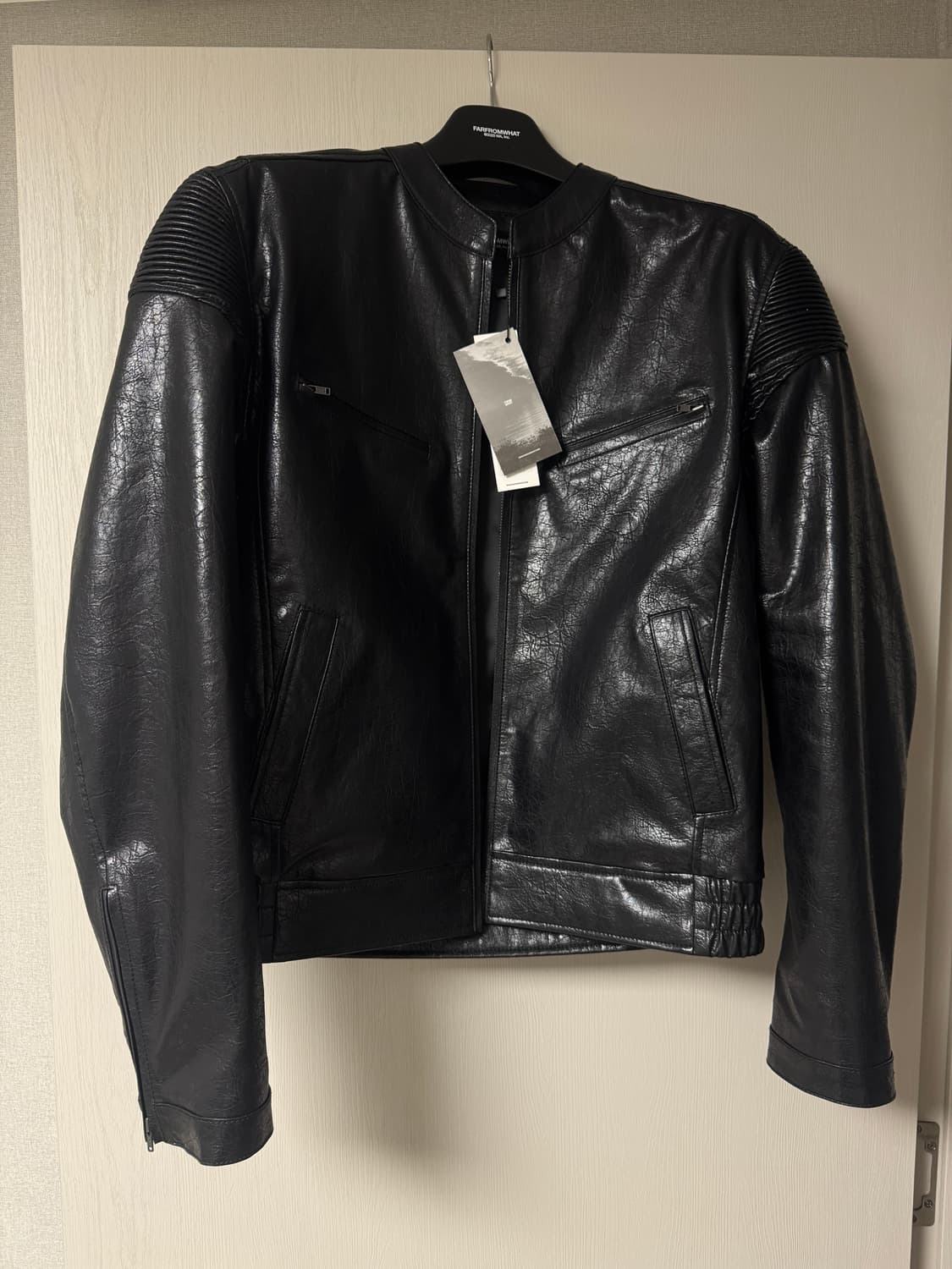 [2] 파프롬왓 파 페이크 크랙드 텍스처 레더 자켓 상품이미지2