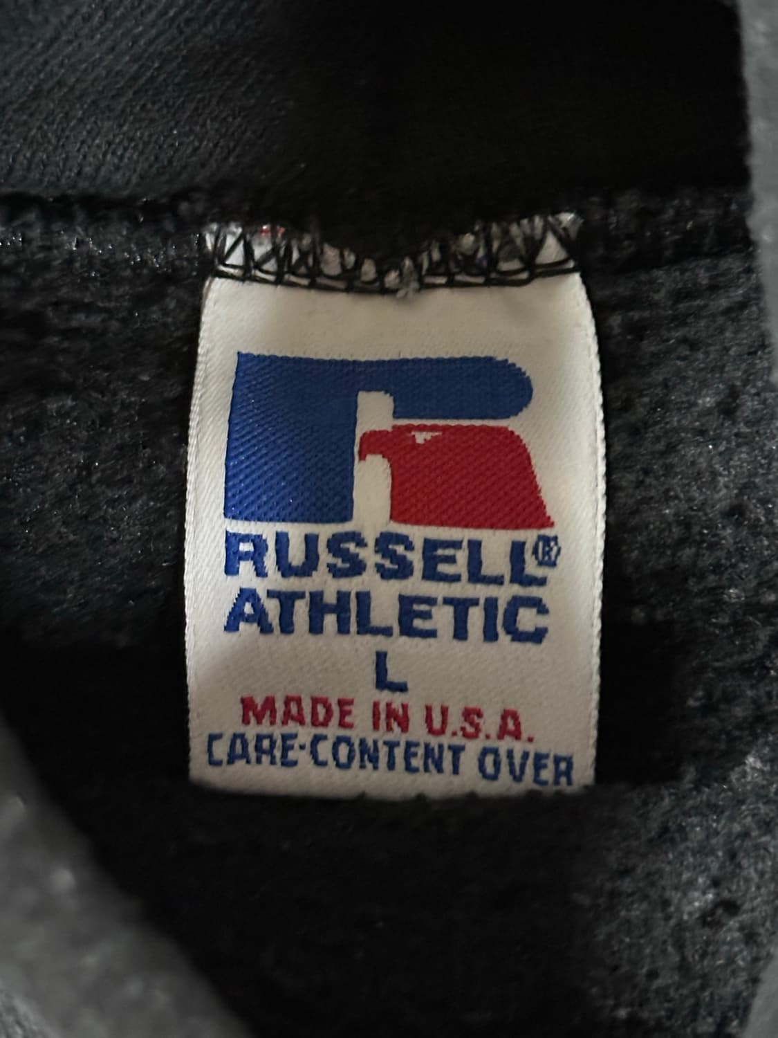 90s 러셀 애슬레틱 후드티 Made in USA 블랙 L 상품이미지2