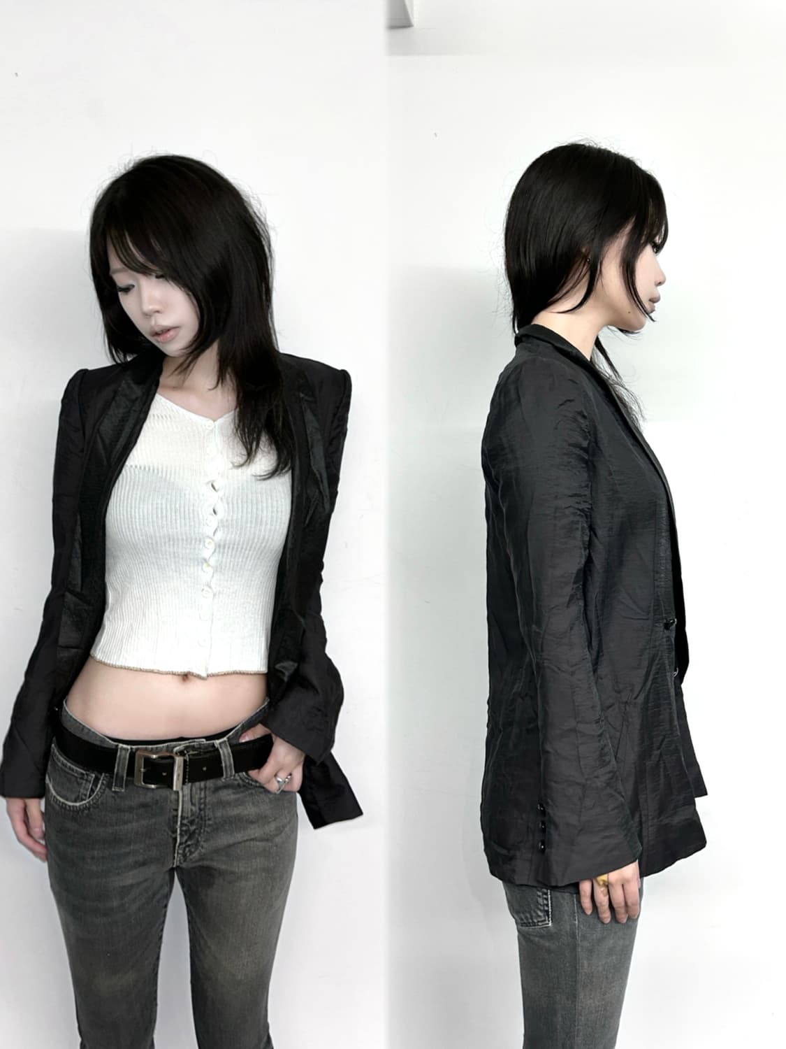 시스템 숄 카라 레이온 블레이저 상품이미지1
