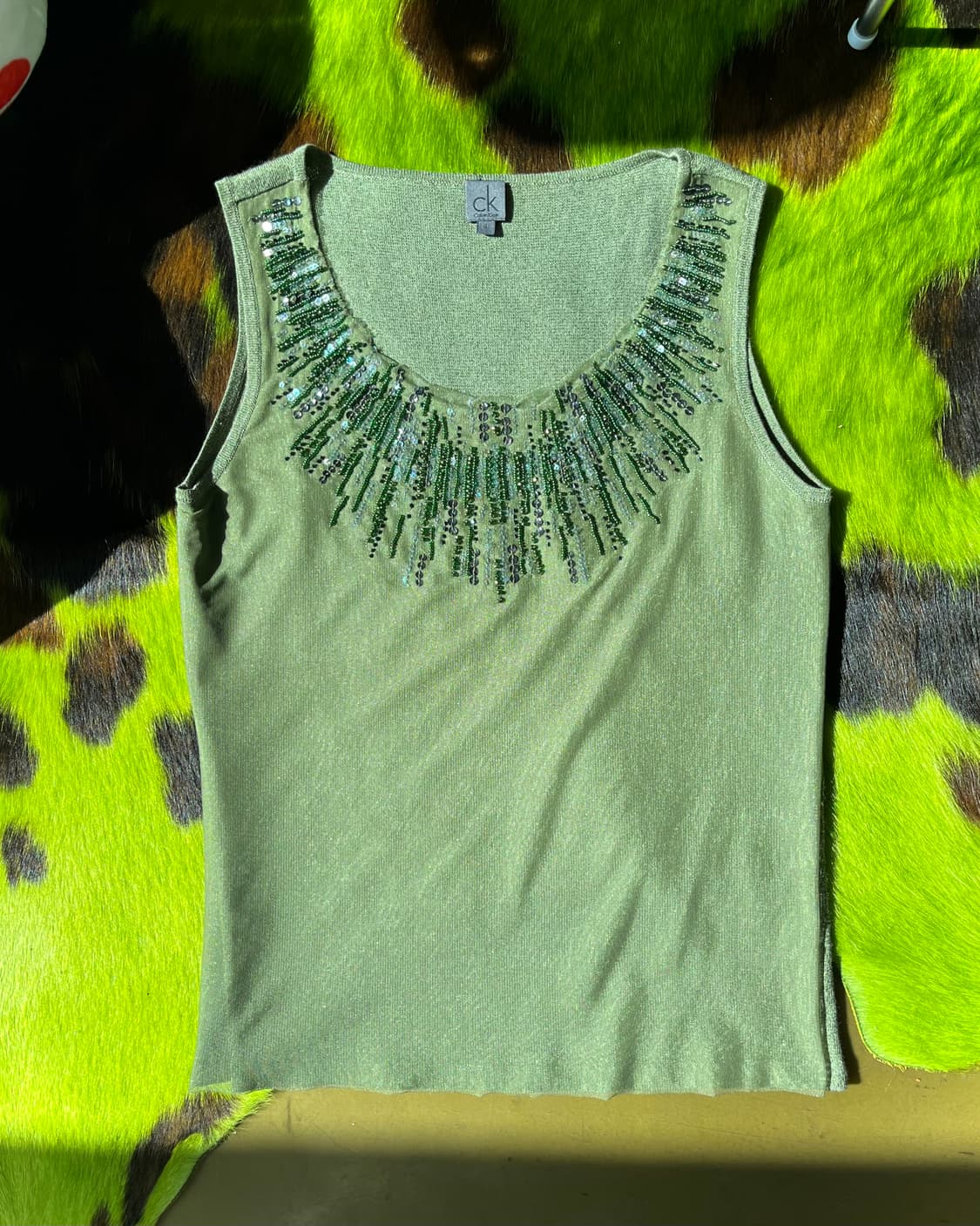1990s Old C.K Spangle Trim Sleeveless 상품이미지3