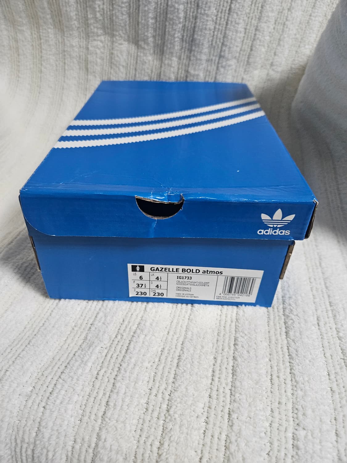 아디다스 x 아트모스 가젤 볼드 코어 블랙 코어 화이트 레더 230 상품이미지7