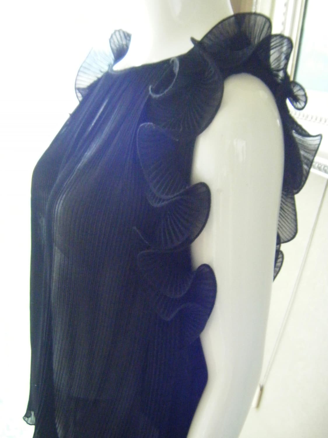 Sheer Top with Ruffle Sleeves (black) 상품이미지1