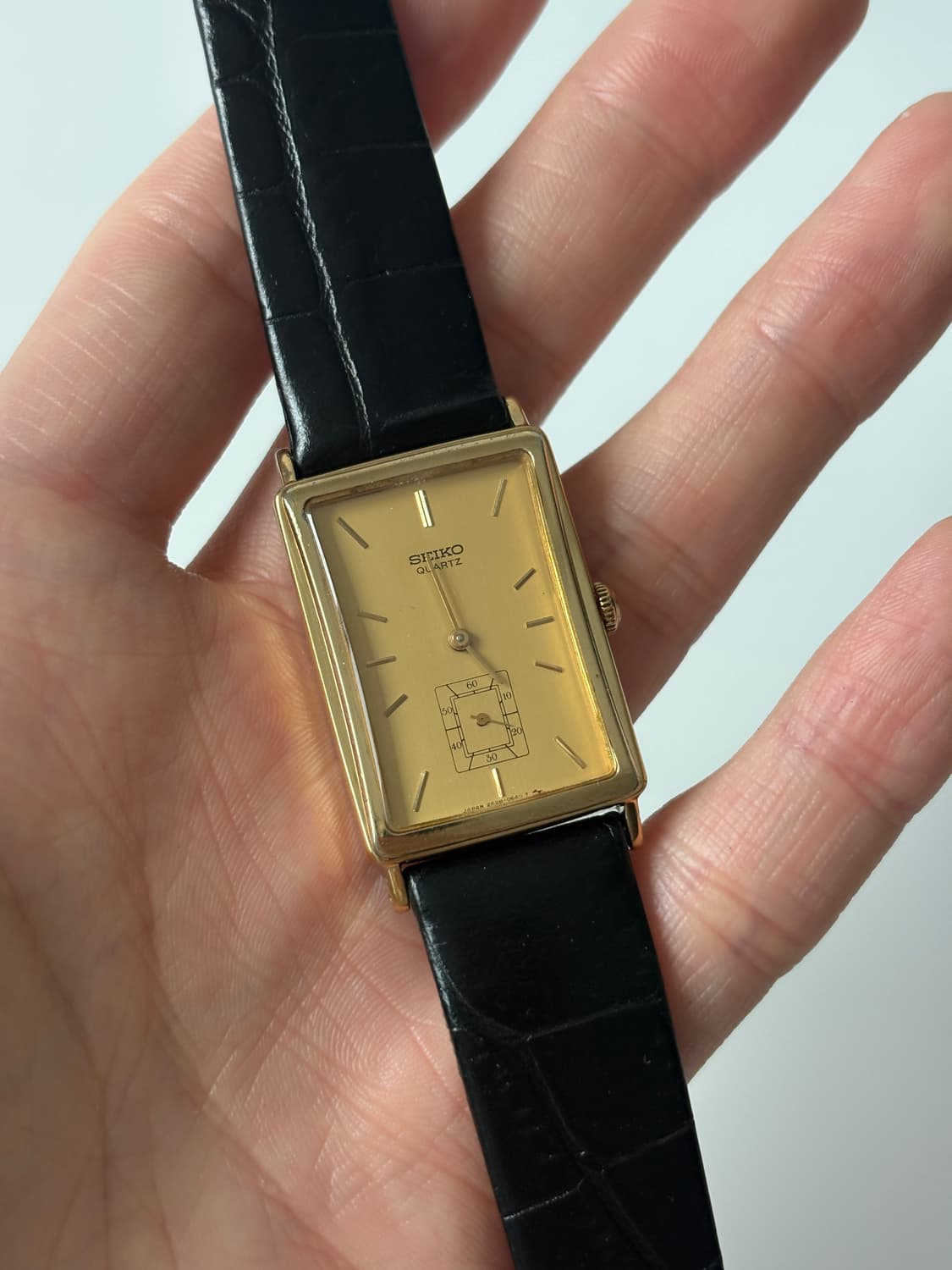 1980년대 Chariot 스몰 세컨즈 골드 탱크 쿼츠 남성 상품이미지2