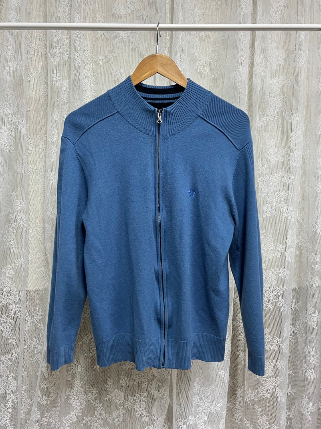 105) 헨리코튼 울 니트 집업 블루 상품이미지1