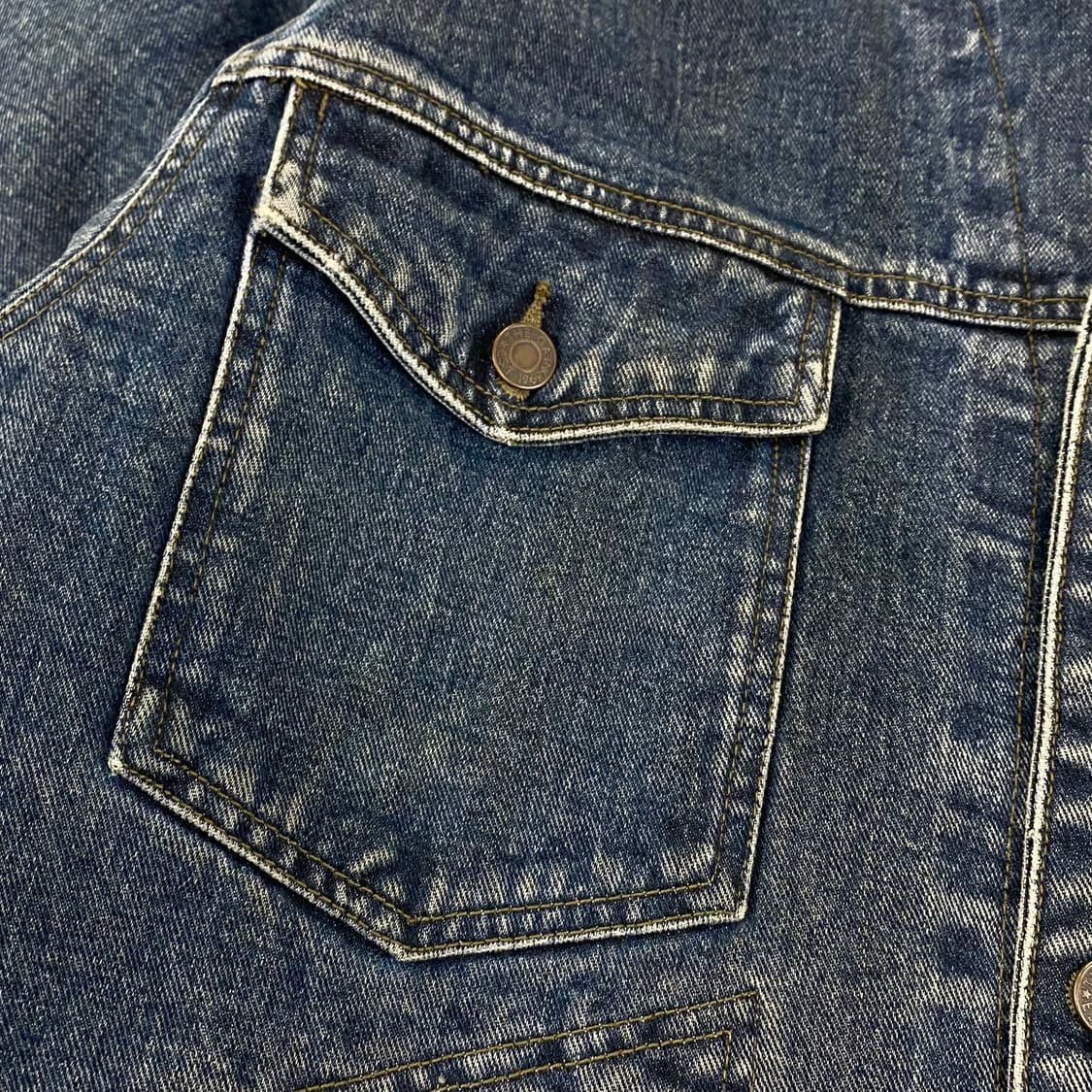 90s 갭 빈티지 레더 카라 포켓 데님 트러커 자켓 (105) 상품이미지3