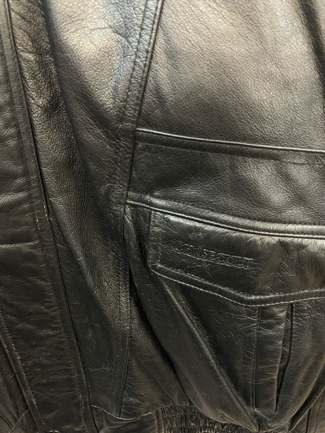 빈티지 퍼 카라 소가죽 레더 자켓 블랙 2XL  #csz2648 상품이미지5