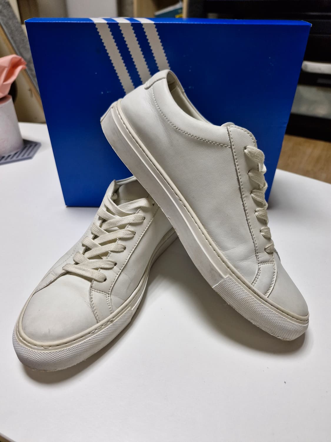 핸드메이드 나파 카프스킨 스니커즈 화이트 270 상품이미지1