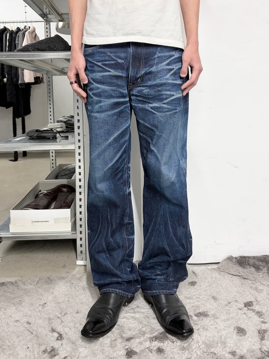 글램 크랙 워시드 데님 팬츠 상품이미지2