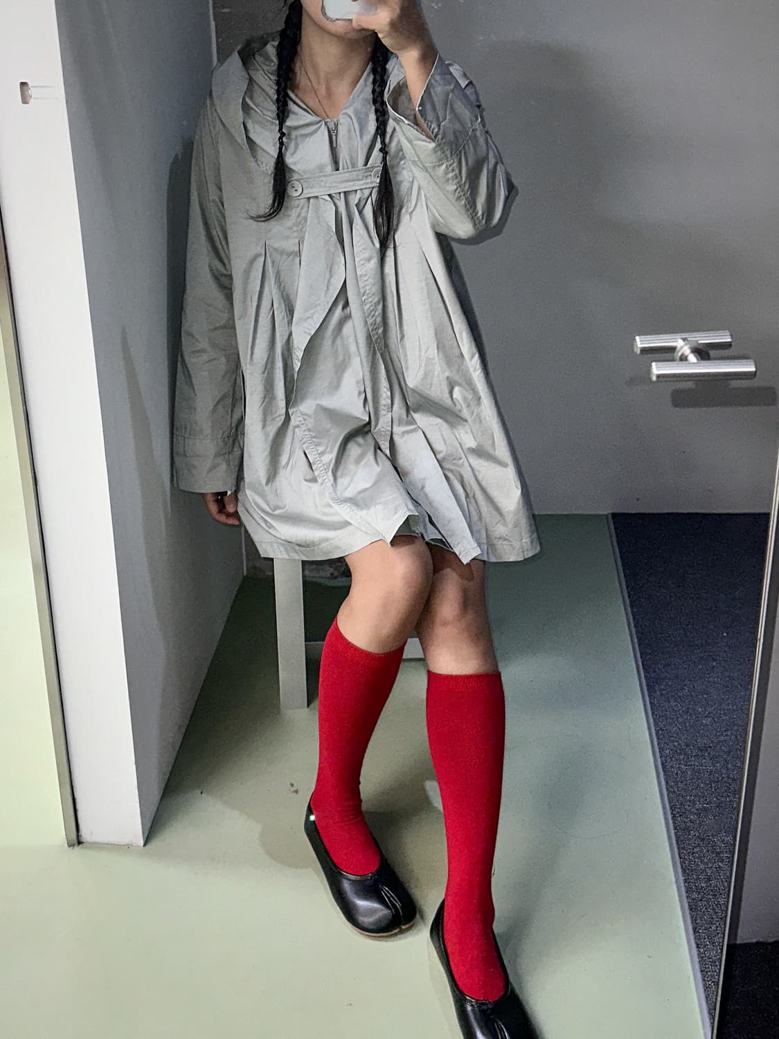 silver pleats hood half jacket 상품이미지2