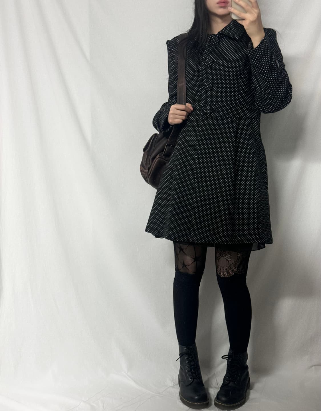 미니 도트 패턴 울 블렌디트 코트 상품이미지7