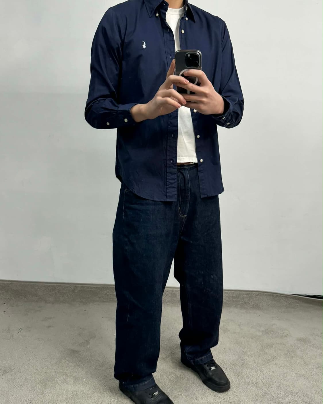 [S] 폴로 랄프로렌 QR라벨 네이비 클래식 트윌 셔츠 상품이미지2