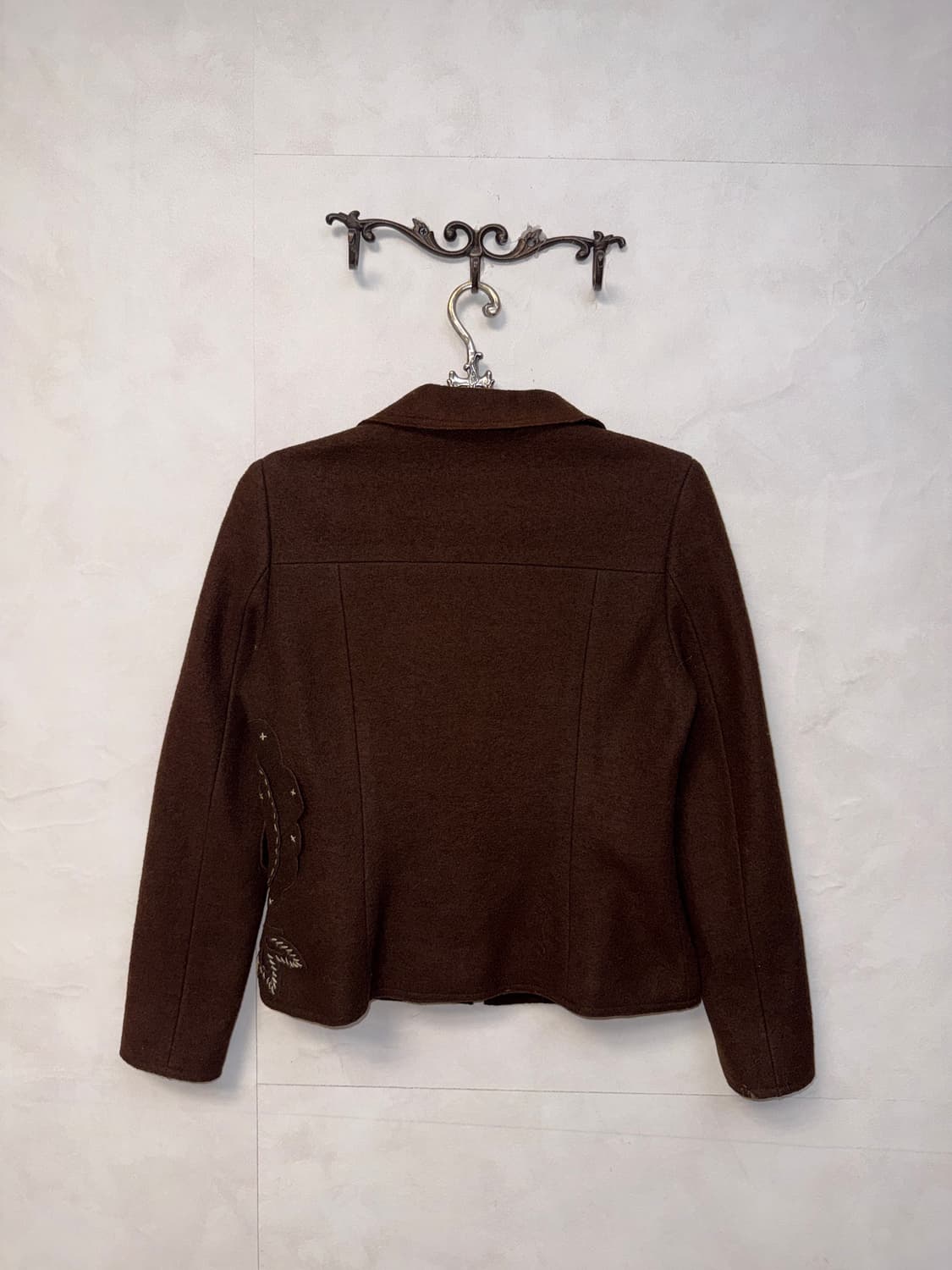 Brown bohemian stitch flower wool jacket 상품이미지3