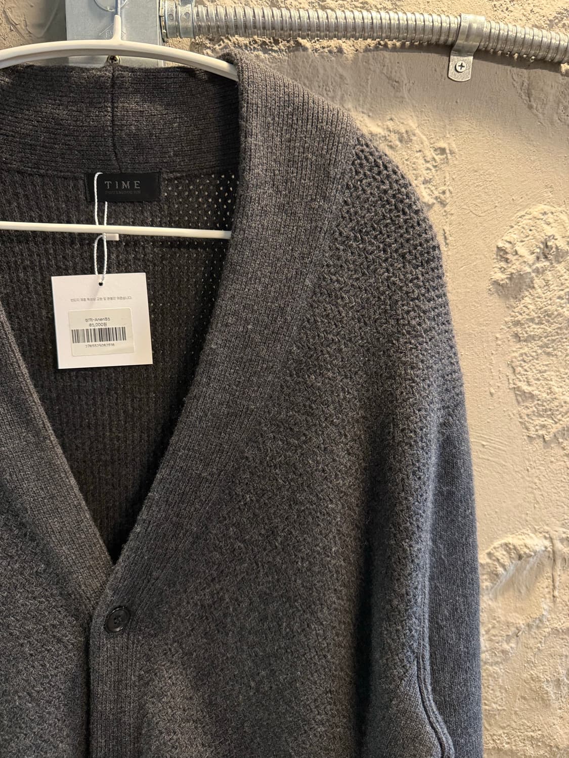 타임 TIME 울 캐시미어 니트 가디건 차콜그레이 M 상품이미지3