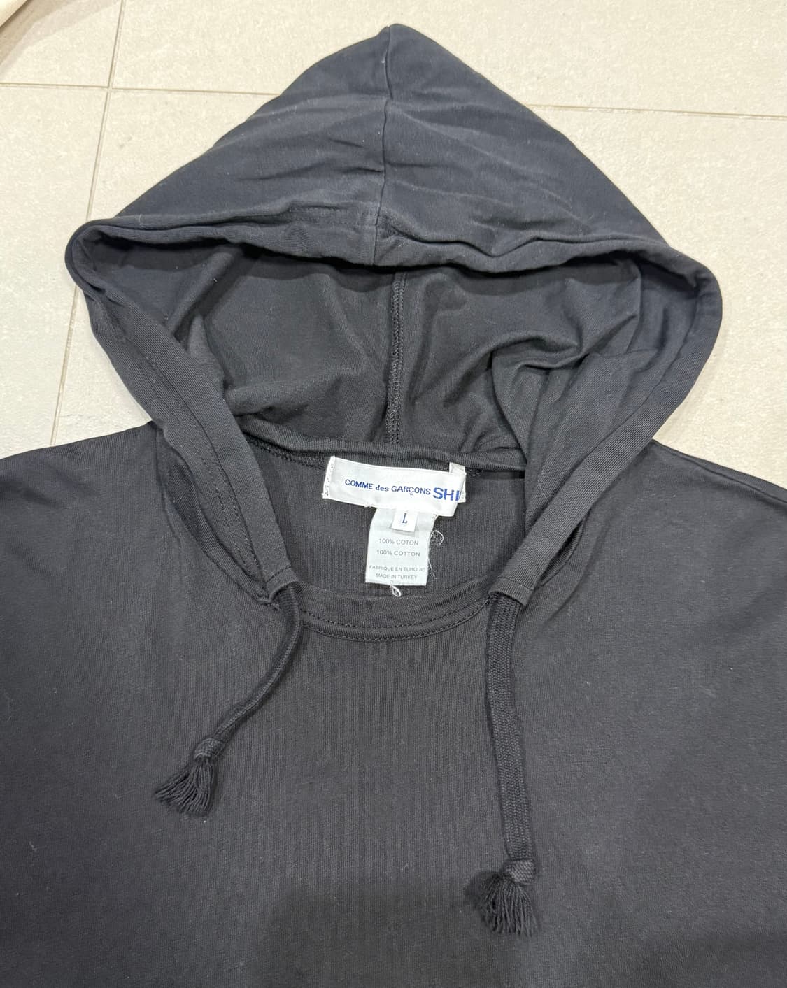 꼼데가르송 후드 결합 레이어드용 후드티 반팔 티셔츠 상품이미지2