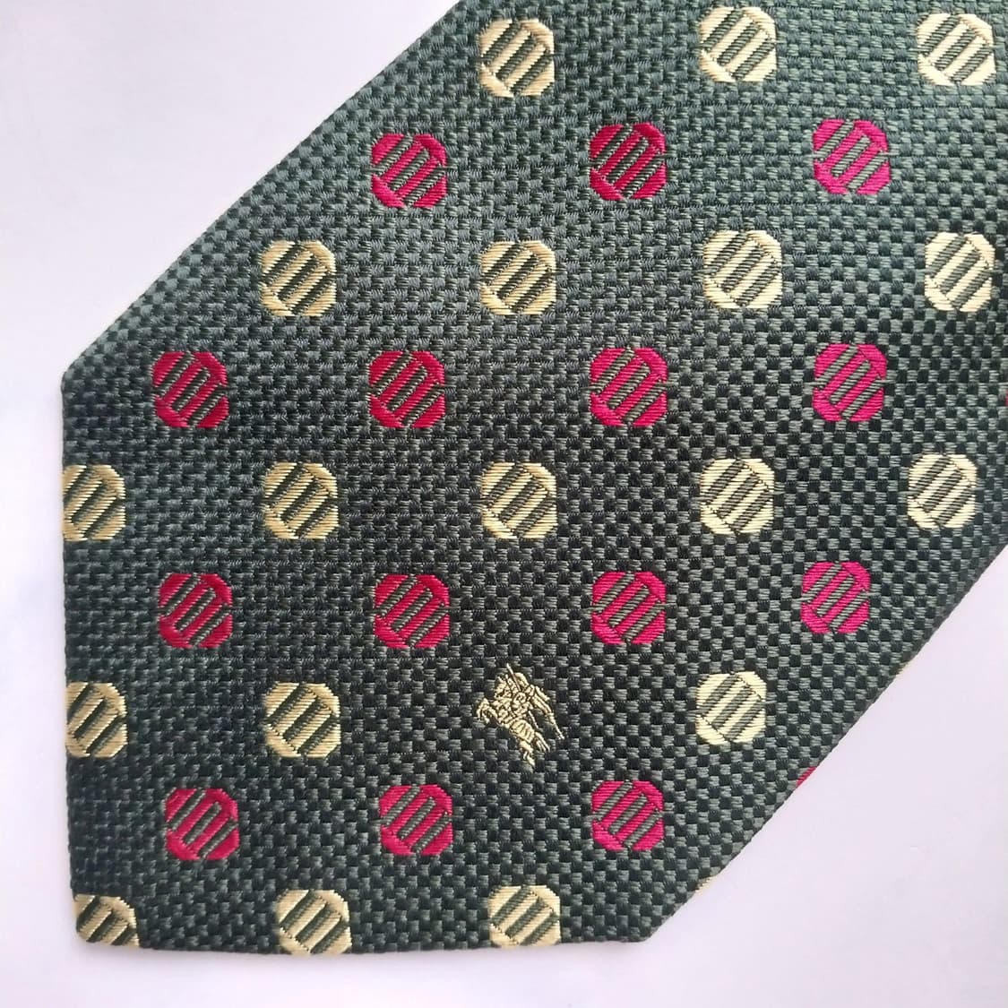 버버리 실크 그린 도트 패턴 넥타이 9.9cm S~A+등급 K2510
 상품이미지5