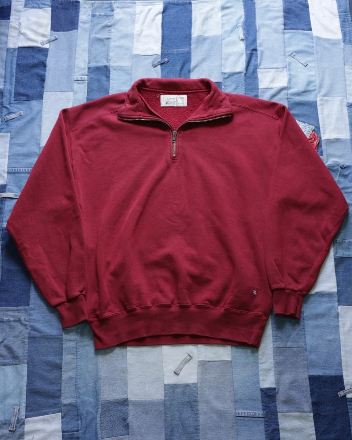 엘엘빈x러셀 90s 1/4 스웻셔츠 버건디 X Large 상품이미지1