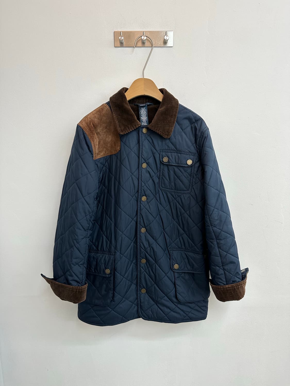 폴로 랄프로렌 캠튼 퀼팅 헌팅 자켓 코듀로이 스웨이드 타탄 체크 네이비 상품이미지6