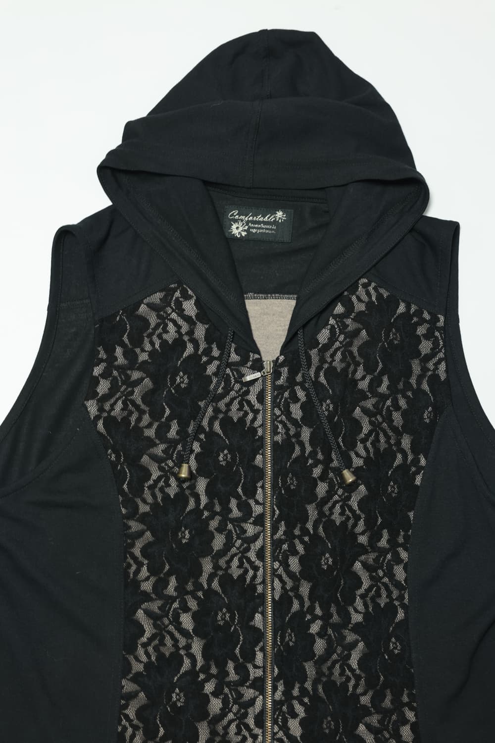 Lace Panel Hooded Vest 상품이미지6